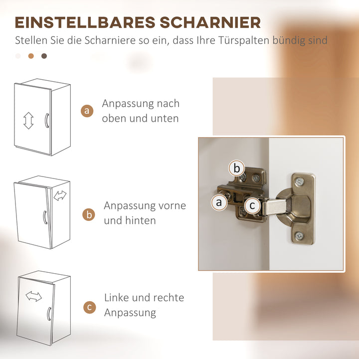 Køkkenskab, buffet, 2 skuffer, 2 skabe, klassisk design, hvid + mørkebrun, 76 x 38 x 182 cm
