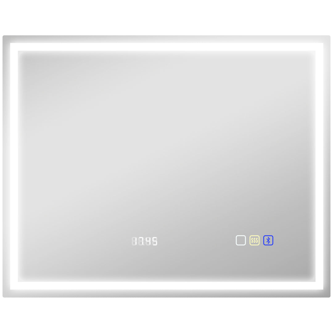 Badeværelsesspejl med belysning 100x80 cm LED spejlur sølv