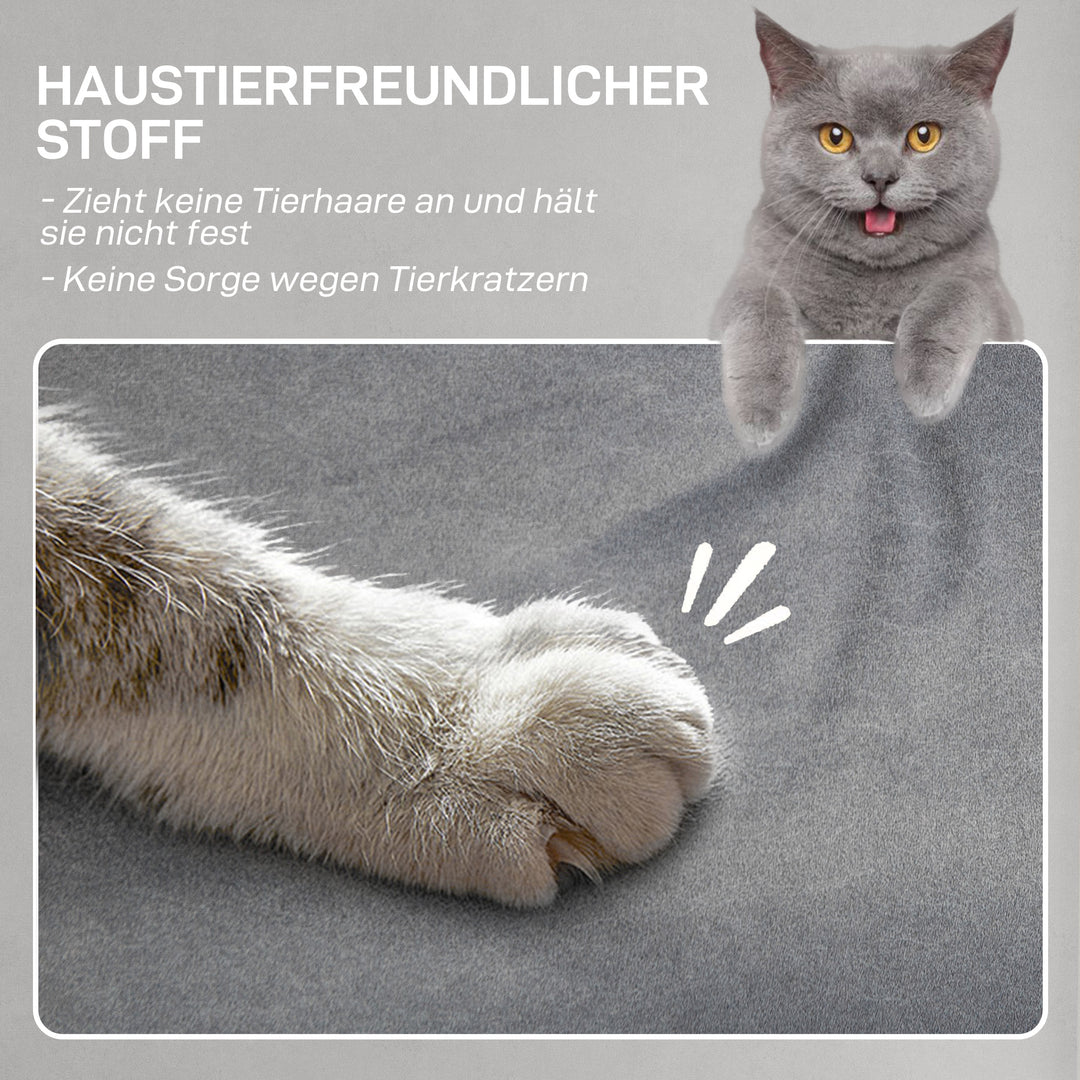 Lænestol med støjsvag motor, polstret stol med robust stofbetræk, hukommelsesfunktion, justerbar fodstøtte, grå