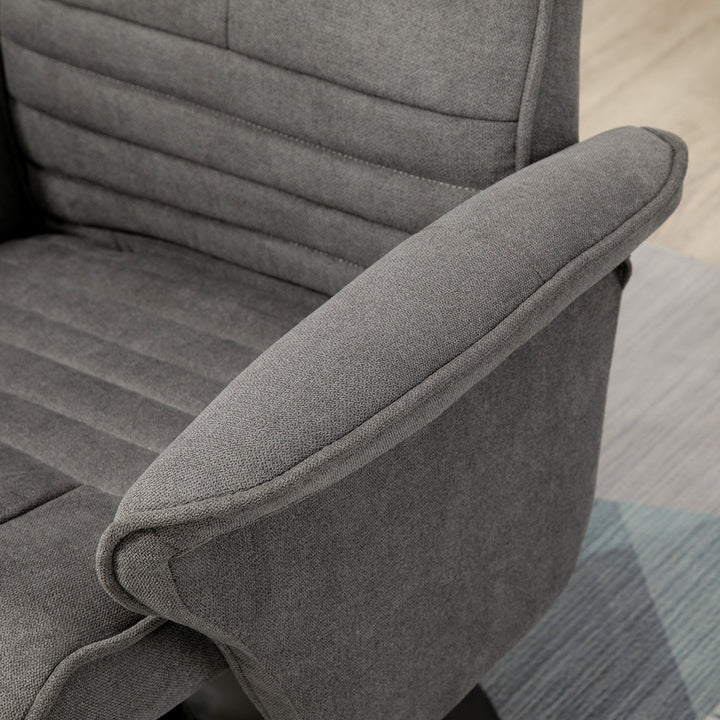 Lænestol med fodskammel, justerbar ryglæn, 69 cm x 71 cm x 104 cm, mørkegrå + sort