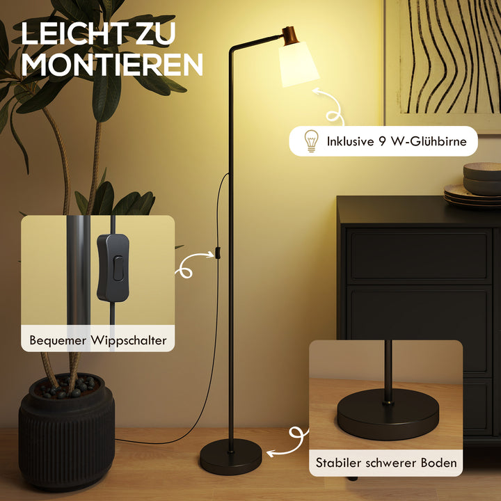 LED-gulvlampe til stuen, gulvlampe med 350° drejeligt hoved, fås i farvetemperaturer 3000K/4000K/6500K, sort