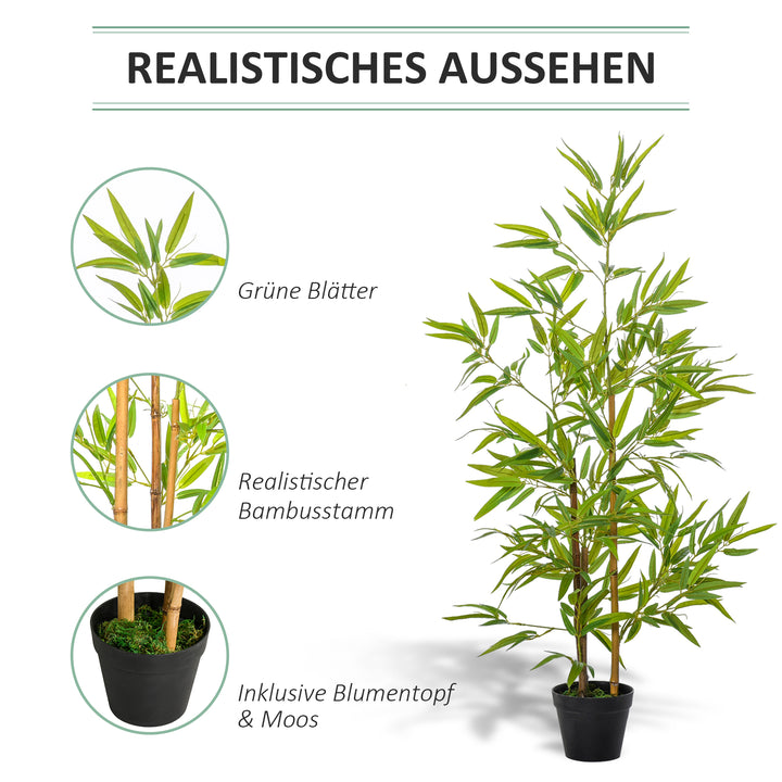 Kunstig bambus, kunstig plante, dekorativ plante med potte, kunstigt træ, trædekoration, 120 cm