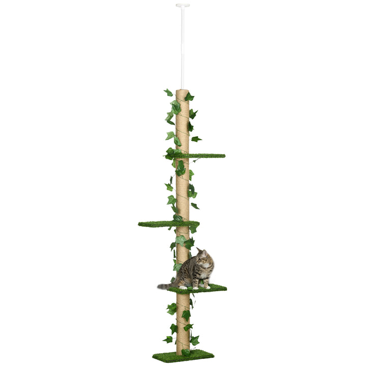 Kradsetræ, højdejusterbart 202-242 cm, skridsikkert, jute rebstolper, spånplade, grøn/gul