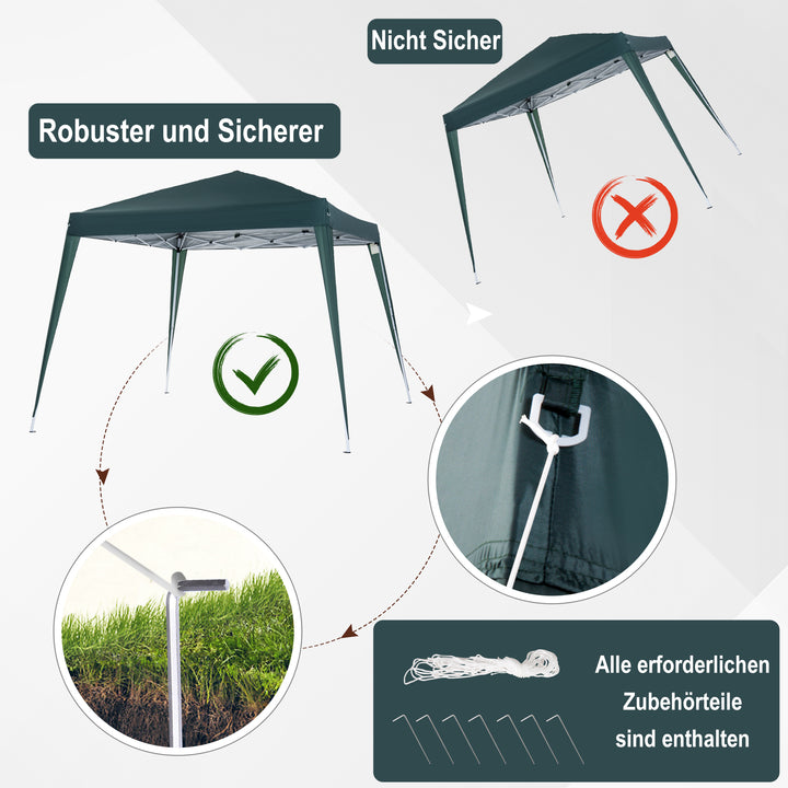 Foldbart pavillontelt 2,4x2,4m pavillontelt med uv-beskyttelse, festtelt inklusive bæretaske til have, balkon, stålgrøn