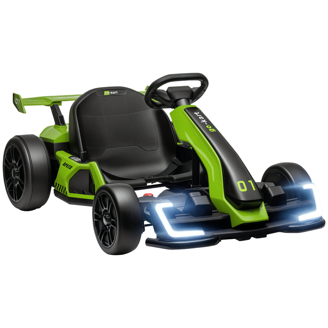 24V elektrisk gokart til børn med driftfunktion, 6-12 år, grøn