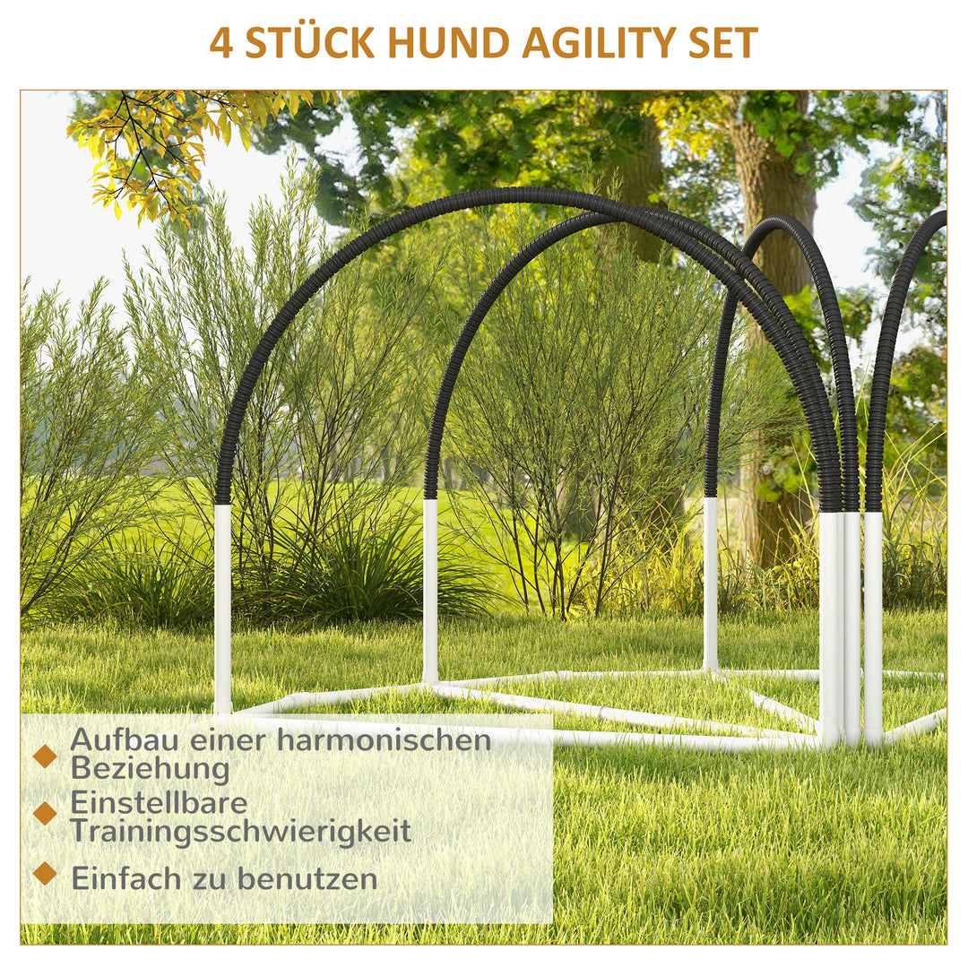 Hundeagilitysæt, hundetræningstilbehør, agilitysæt, 4 dele, 89 x 69 x 99 cm, hvid + sort