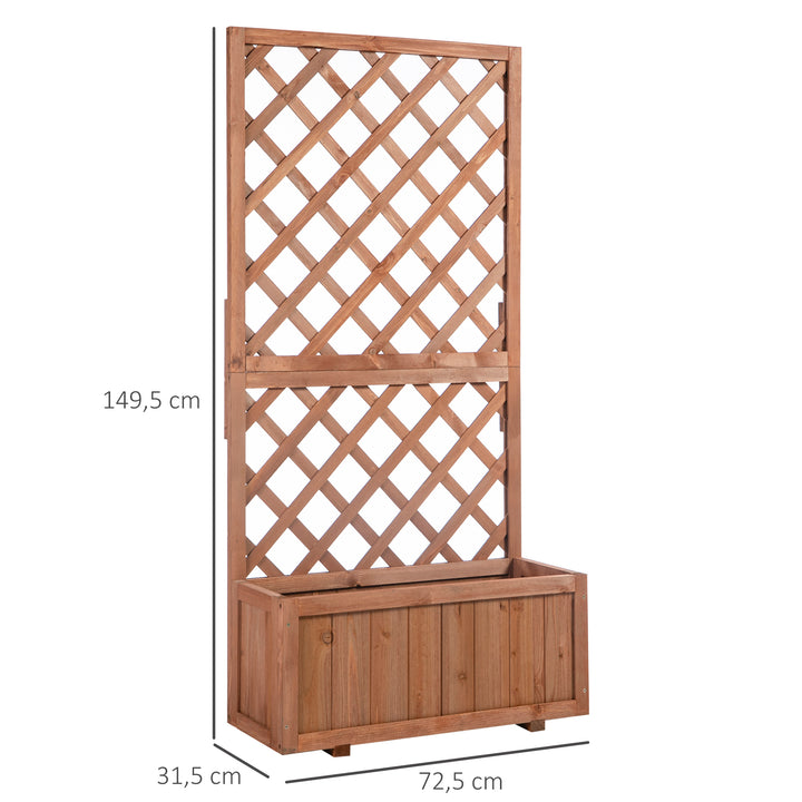 Hævet plantekasse med espalier, espalierplantekasse, træblomsterkasse, 72,5x31,5x149,5 cm til have, altan, terrasse, blomsterpotte til klatreplanter, blomster, orange