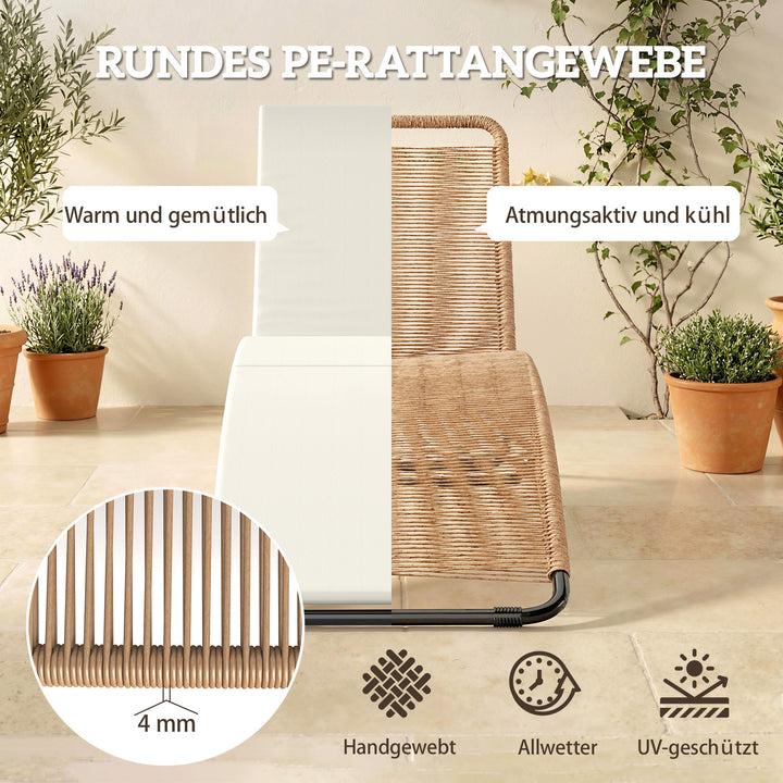 Polyrattan liggestol, S-formet haveliggestol med hynde, åndbart sæde, stålstel