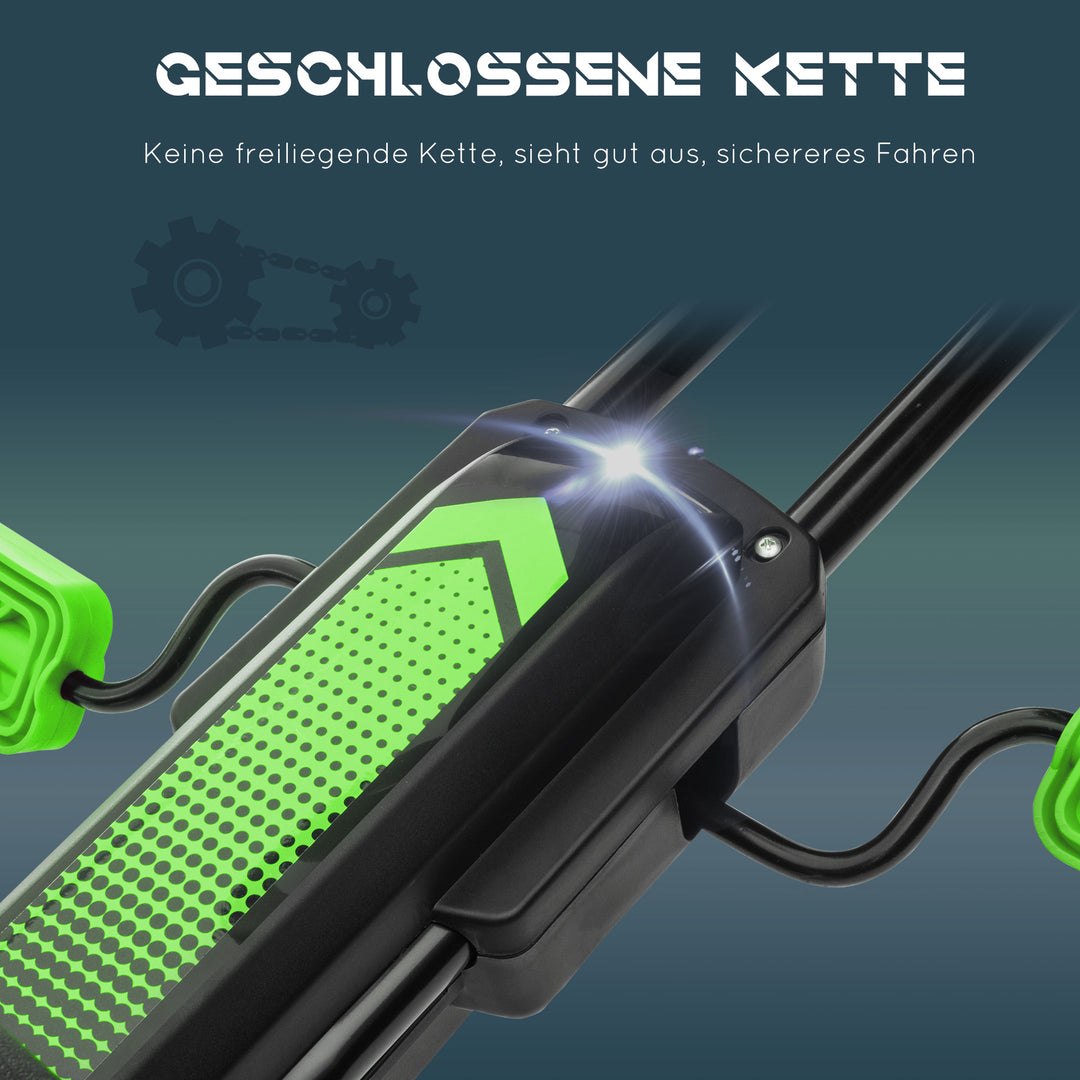 Børne gokart, med pedaler, justerbart sæde, indendørs og udendørs, fra 5 år, grøn+sort, 121 x 58 x 61 cm