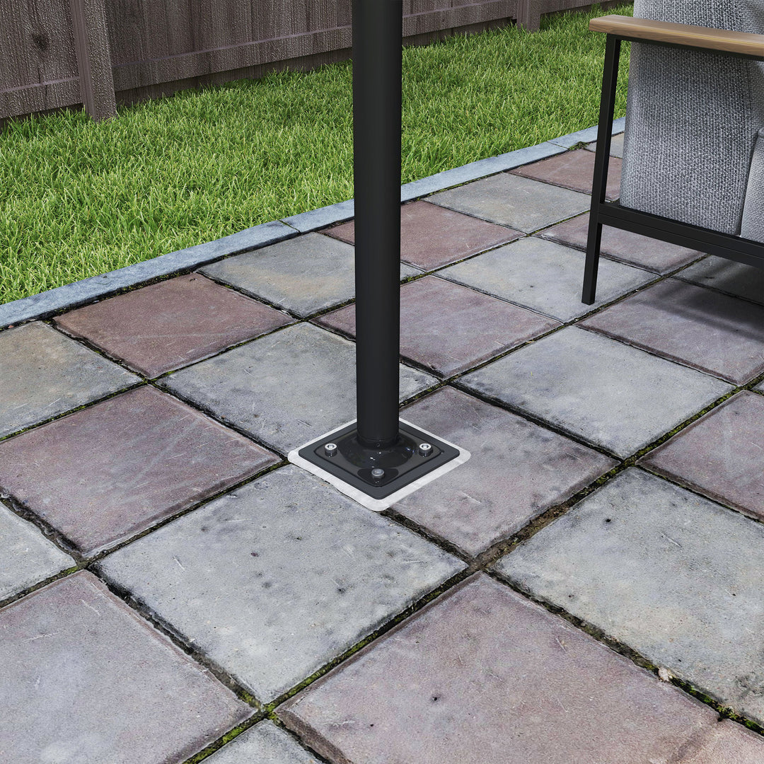 Paraplystativ, parasolfod, jordholder til parasoller, fast installation, metal, mørkegrå