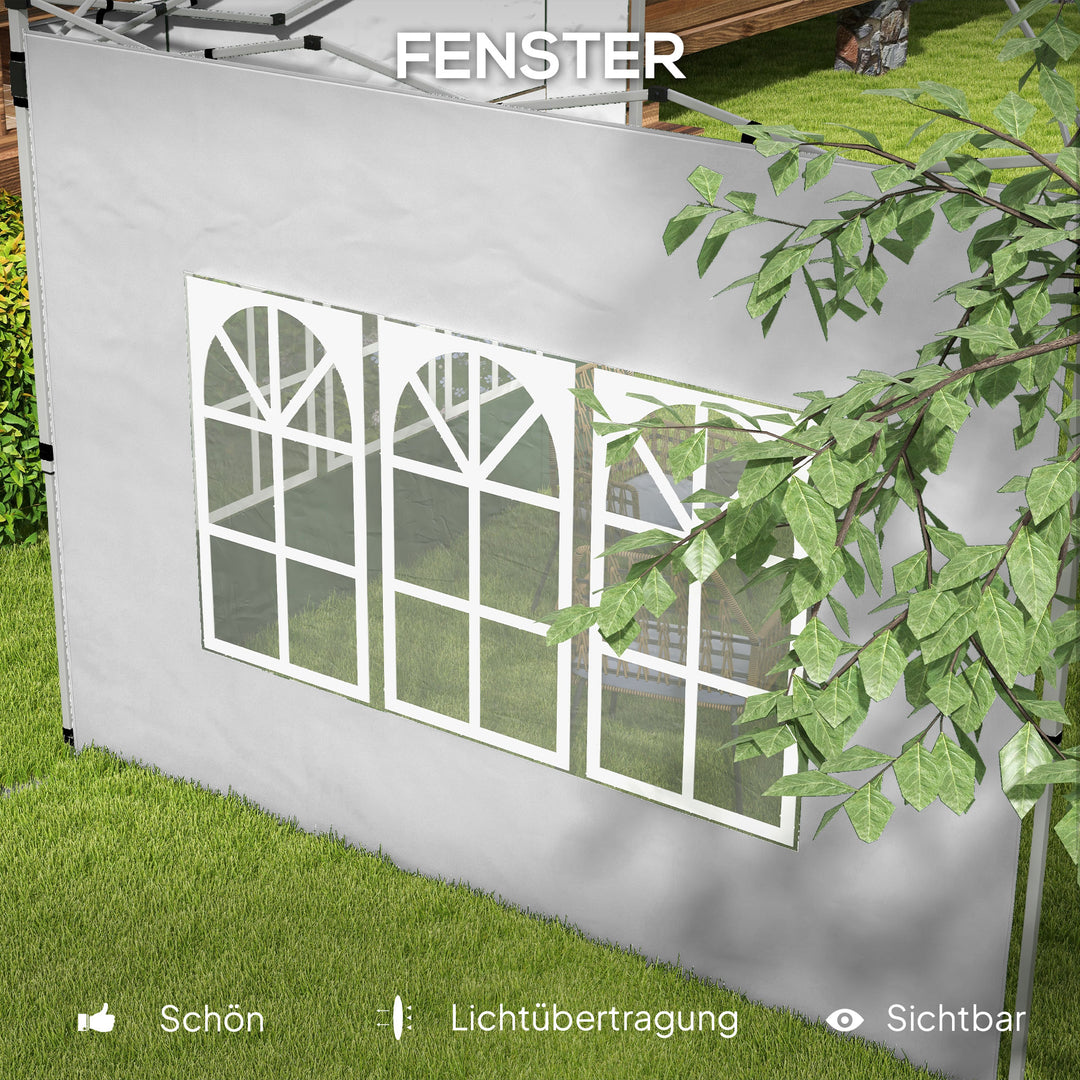 Sæt med 2 sidepaneler til 3x3/3x4 m pavillon, sidevæg med vindue, vandtæt, lysegrå
