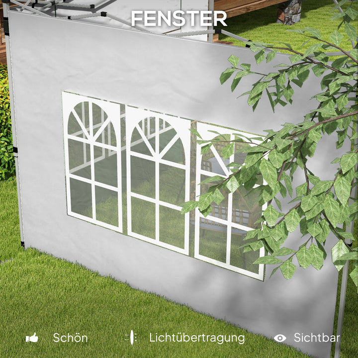 Sæt med 2 sidepaneler til 3x3/3x4 m pavillon, sidevæg med vindue, vandtæt, lysegrå