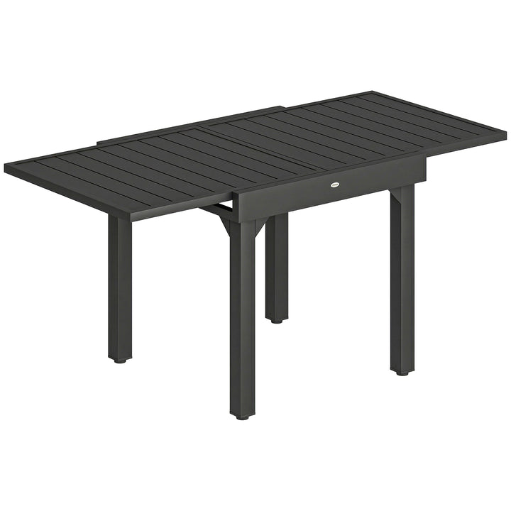 Udtrækkeligt havebord, 80/160 x 80 cm, aluminiums spisebord til 4-6 personer, rektangulært med lamelplade
