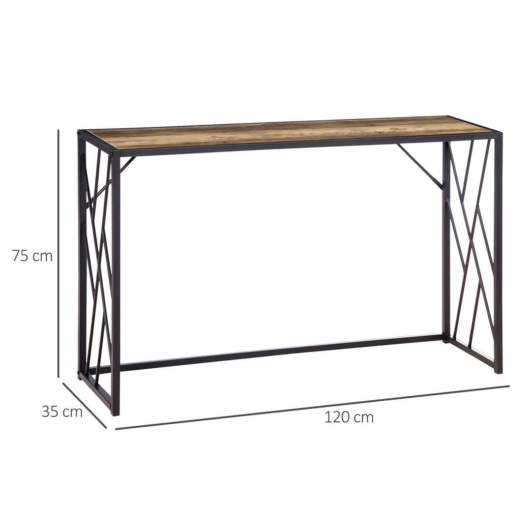 Konsolbord, entrebord, industridesign, robust metalramme, 120 x 35 x 75 cm