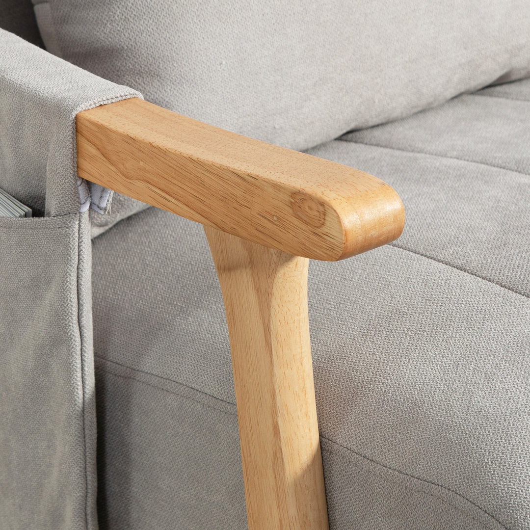 Gyngestol med nyrehynde, bredt sæde, bøgetræsstel, op til 120 kg, grå