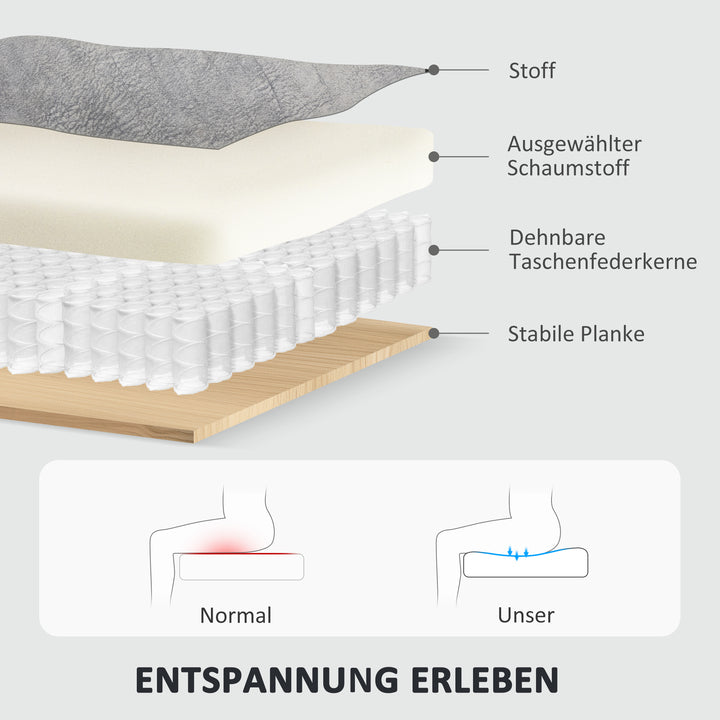Dobbeltsædet lænestol med justerbar dobbelt ryglæn og fodstøtte til stue, stofbetræk, grå