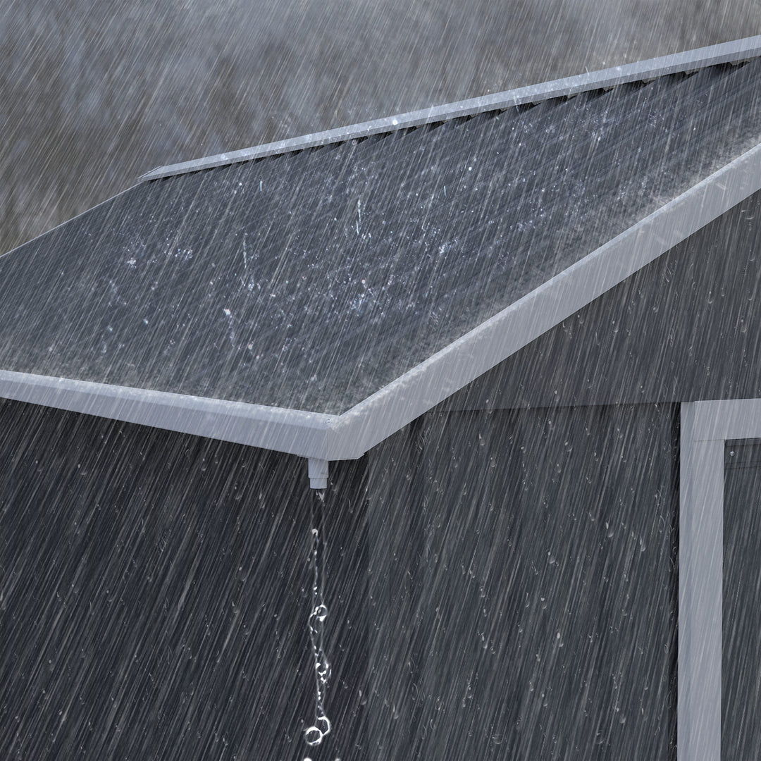 Haveskur, metalredskabsskur, dobbeltdør, vindue, 259x172x222 cm, grå/hvid