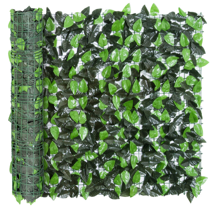 Kunstig hæk, kunstig klatreplante, udendørs dekoration, realistisk udseende, 300 cm x 100 cm, mørkegrøn