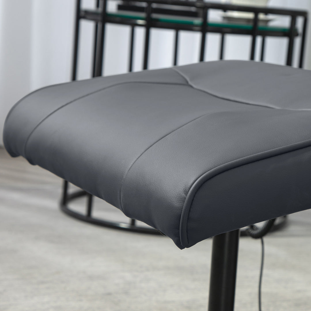 Massagestol med fodskammel, ergonomisk stol med 10 vibrationspunkter, kunstlæder, 76 x 81 x 105 cm, mørkegrå