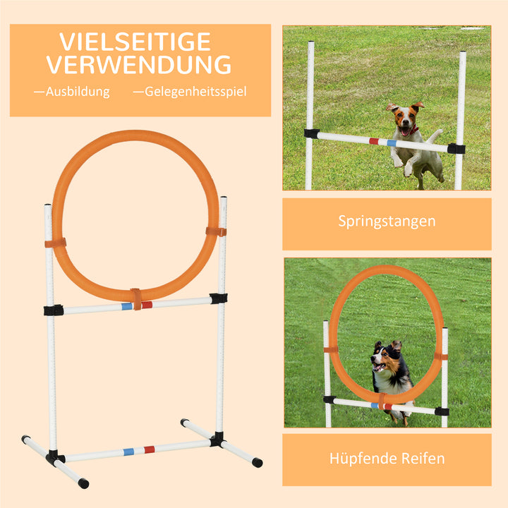Hundetræningssæt hoppering til kæledyr agilitytræning bærbar pe hvid + orange 74,5 x 66 x 91 cm