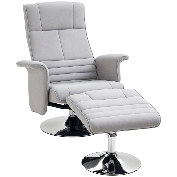 Massagestol med skammel, lænestol, 78 x 95 x 88 cm, lysegrå