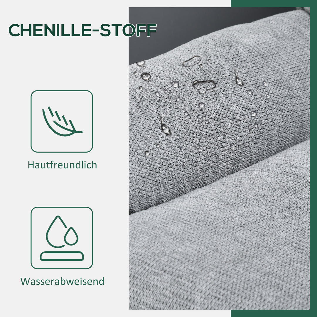 Drejestol, 360-graders rotation, chenille-stof, integrerede armlæn, stålben, grå, sort