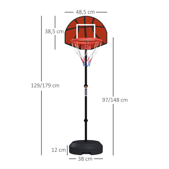 Basketballstativ, højdejusterbar, magnetisk dartskive, 98-148 cm, sort