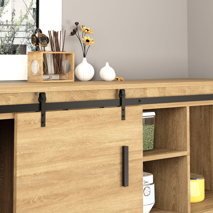 200 cm skydedør komplet sæt skydedørsbeslag med gulvskinne, ruller skydedørssystem til enkelt træskydedør