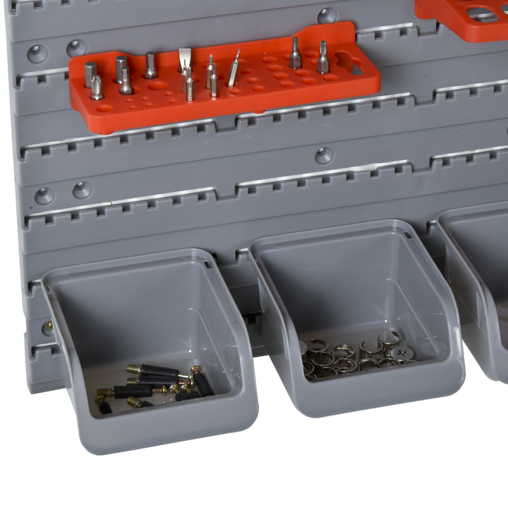 Værktøjsvæg 44 dele med stabelbeholdere 54 x 22 x 95 cm plastik rød