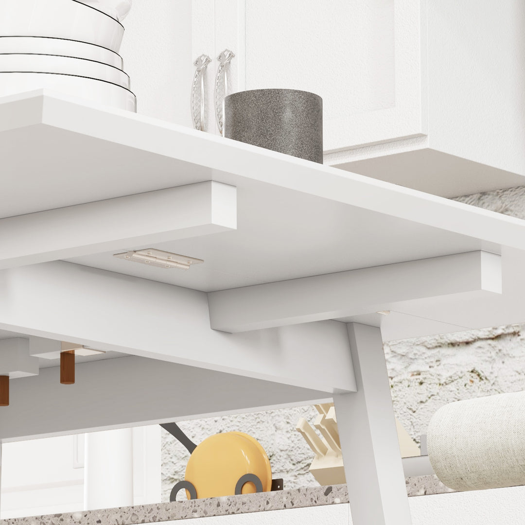 Spisebord, foldbart køkkenbord, 2 foldbare overflader, 110 x 86 x 75 cm, hvid