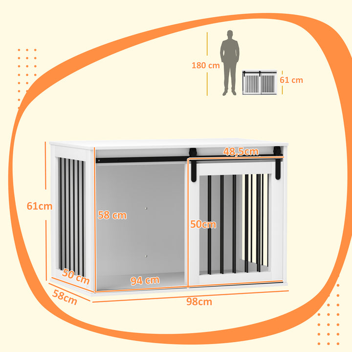 Hundebur med skydedør, ventilation, spånplade og stål, 98 x 58 x 61 cm, valnød