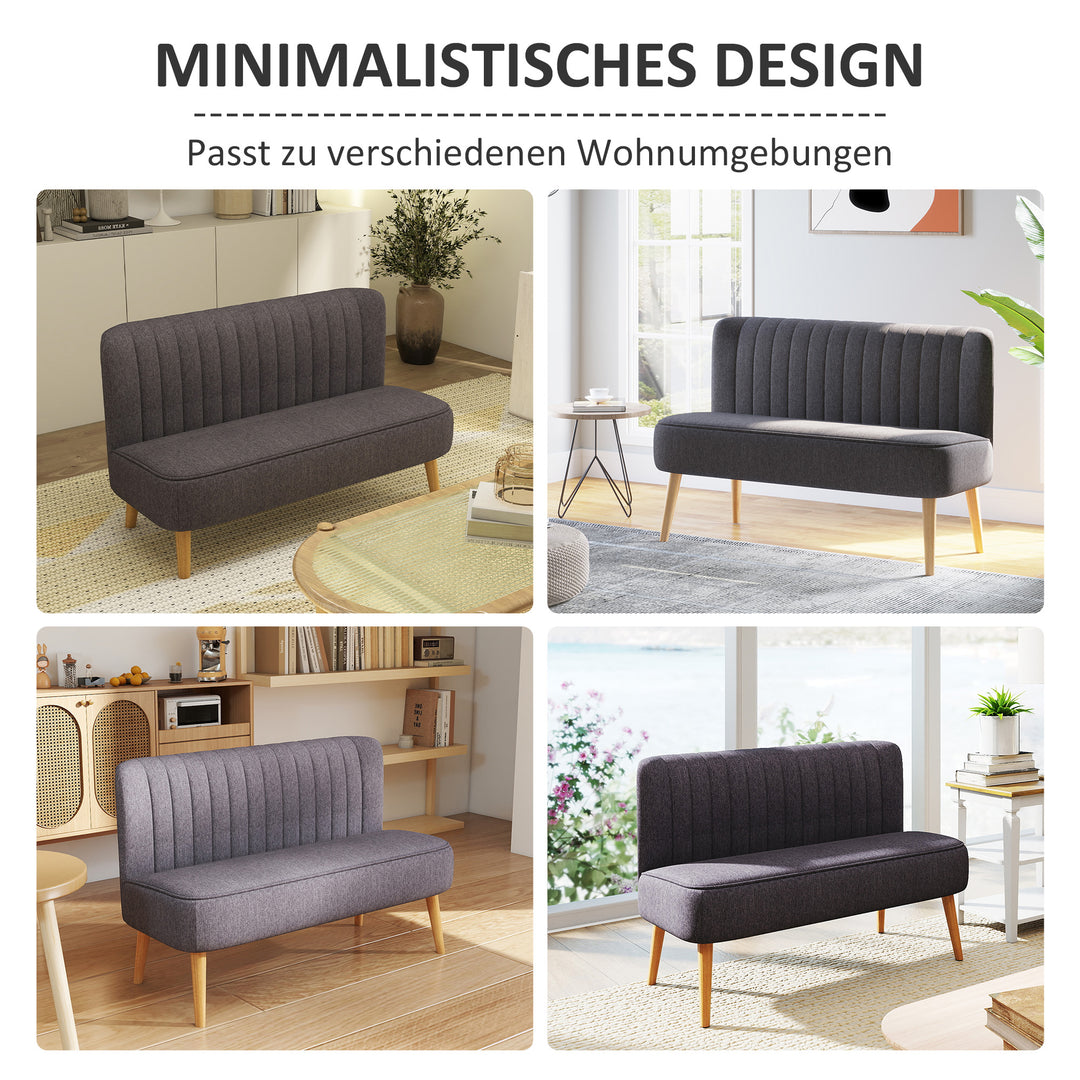2-Personers sofa, blød polstring, letplejeligt betræk, op til 150 kg, 117 x 56,5 x 77 cm, mørkegrå