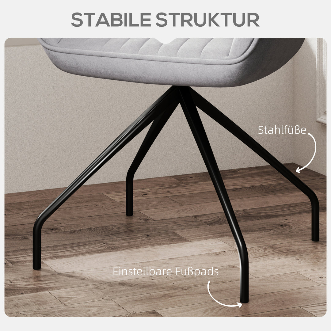Drejestol, moderne accentstol med metalben til stue, soveværelse, kontor, grå