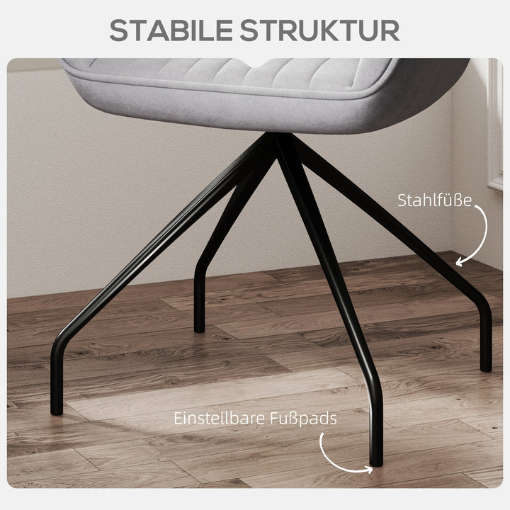 Drejestol, moderne accentstol med metalben til stue, soveværelse, kontor, grå