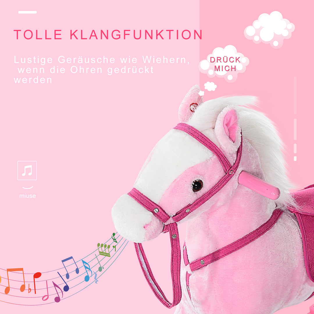 Børns gyngehest gyngedyr gyngelegetøj vrinskende pink 74x28x65cm