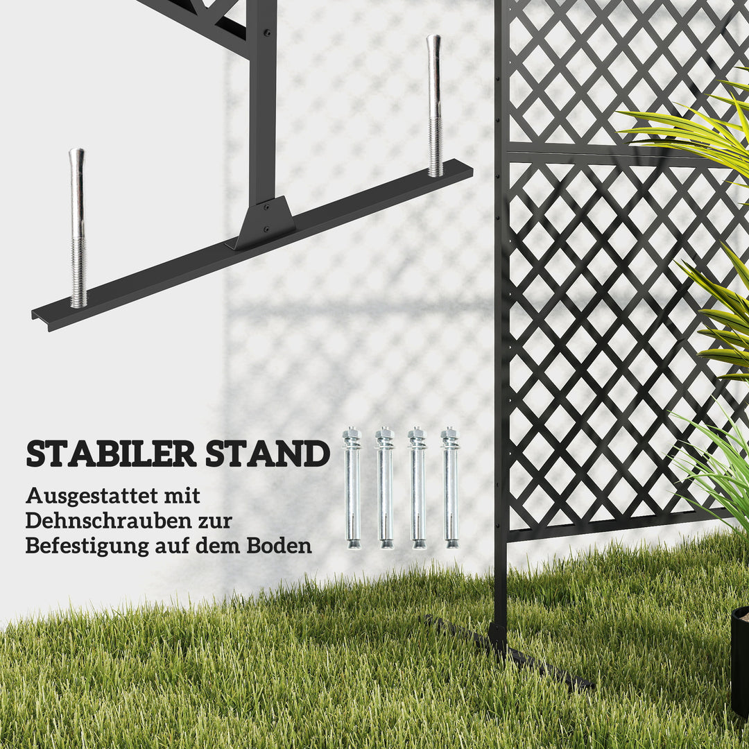 Udendørs rumdeler, metalskærm til terrasse, veranda, have, fritstående espalier, stål, sort