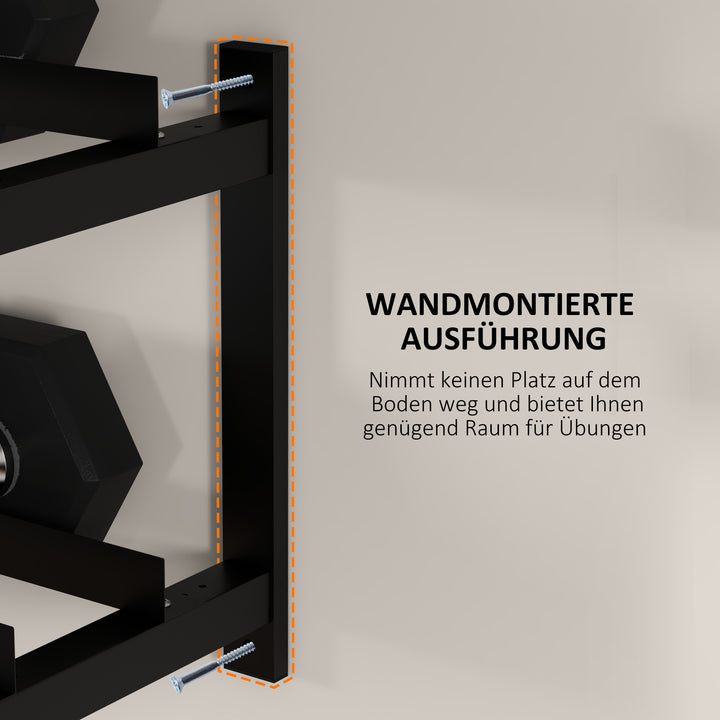 Håndvægtstativ, håndvægtstativ, 2 niveauer, op til 70 kg, stål, 98 x 40 x 35 cm, sort