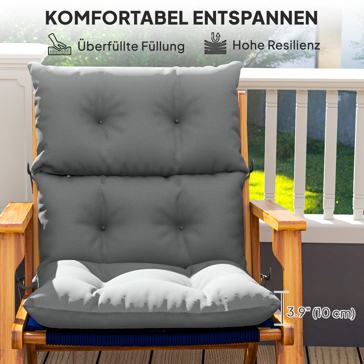 Siddehynde, tyk polstret siddehynde med ryglæn, gyngestolshynde, til indendørs og udendørs brug, lysegrå