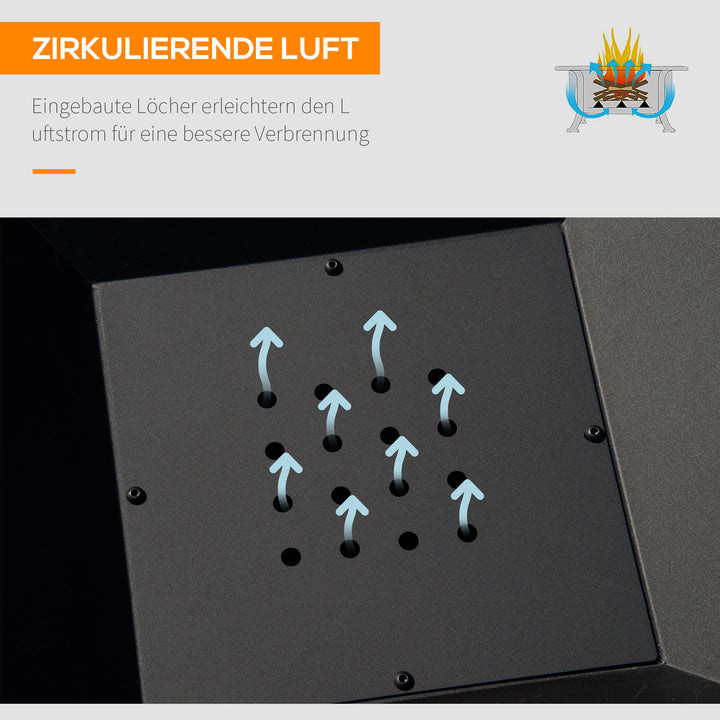 Bålfad 45 x 45 x 34 cm lavet af rustfrit stål bålfad med gnistbeskyttelse poker bålfade bålkurv til have, balkon, grill camping sort