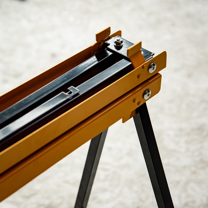 Arbejdsbænk, savbukke, donkraft, sammenklappelig, skridsikker, stål, orange, sort, 99,5 x 50 x 78 cm, belastningsevne 125 kg