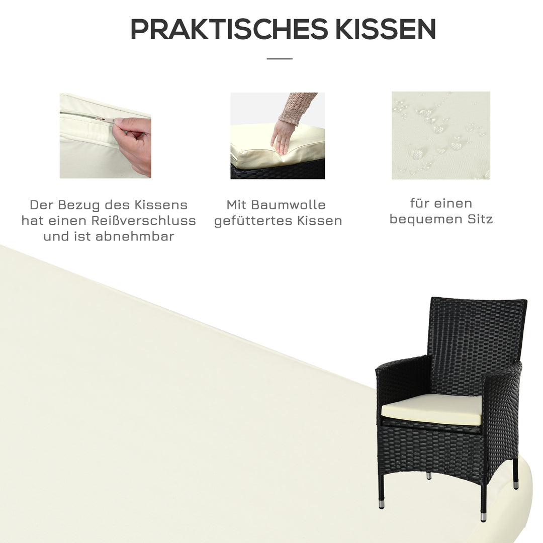 Balkonmøbelsæt til 2 personer, rattan havesæt, polyrattan, sort