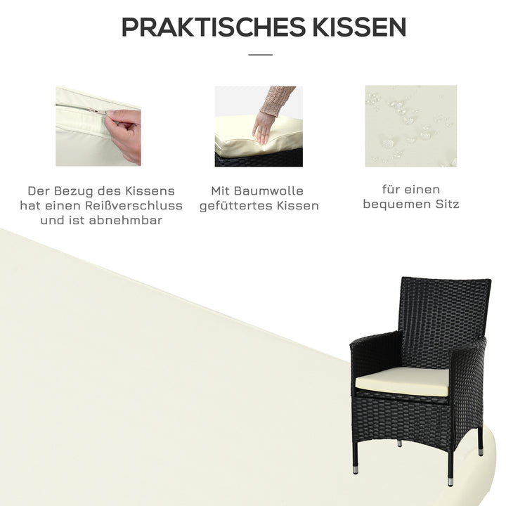 Balkonmøbelsæt til 2 personer, rattan havesæt, polyrattan, sort