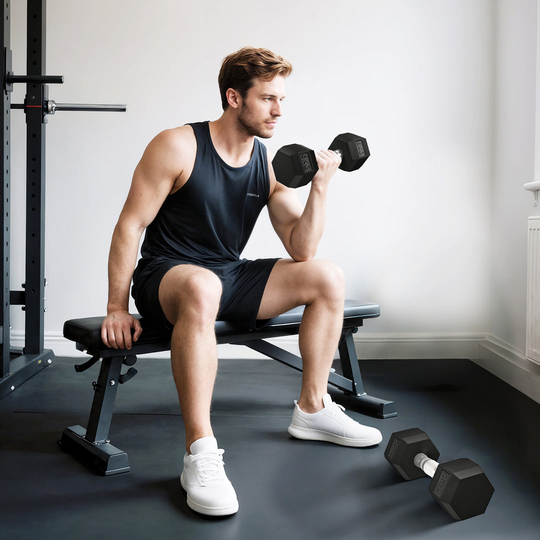 Håndvægtsæt, sæt med 2 håndvægte med riflede håndtag, støbejernshåndvægtsæt, 2 x 6 kg, håndvægte til mænd og kvinder, håndvægtsæt til hjemmet, fitnesscenteret, styrketræning