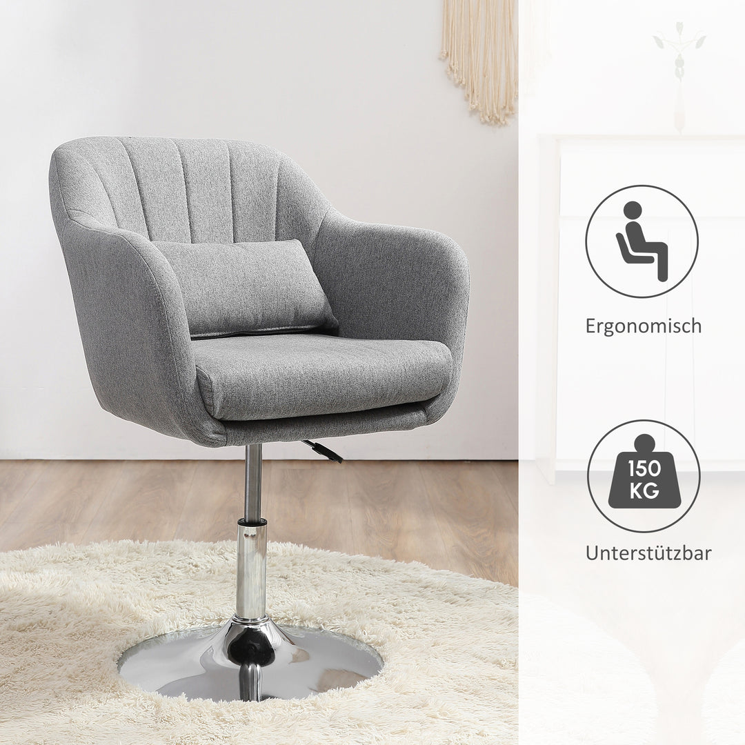 Arbejdsskammel drejeskammel op til 136 kg, højdejusterbar, hørlignende polyester, stål, grå, 60 x 60 x 79-91 cm