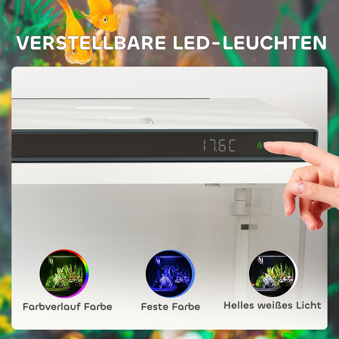 26-Liters akvarium med filter, led-belysning, vandpumpe, til forskellige fiskearter, ca. 38 x 26 x 38 cm