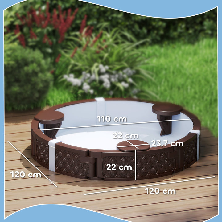 Sandkasse, rund sandkasse til op til 3 børn, med 3 sæder, vandtæt bund, beskyttelsesovertræk, 300 kg sand