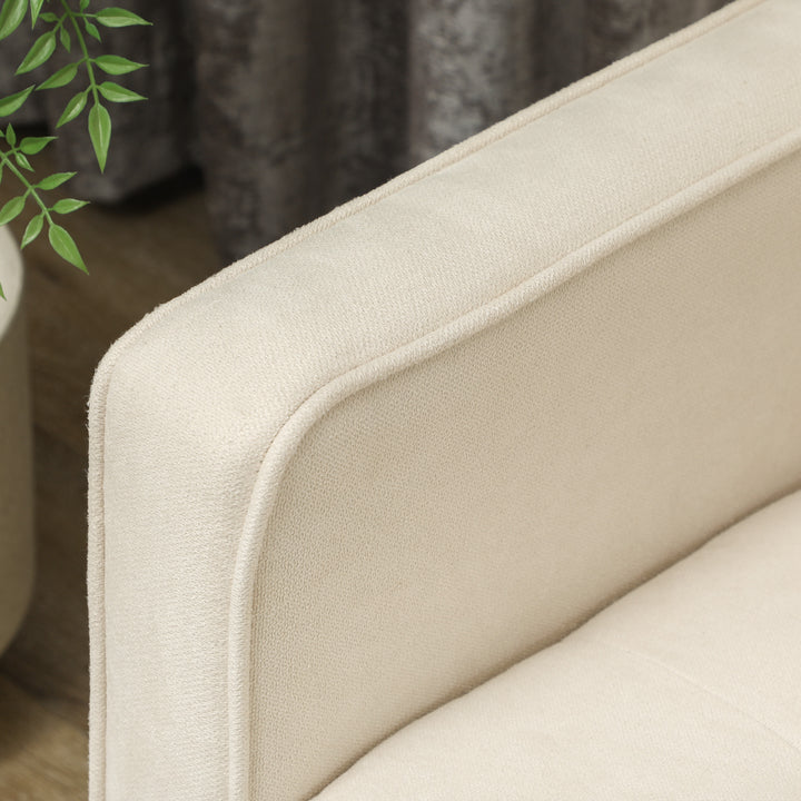 3-Personers sofa med opbevaringsplads, knapsyninger, polstret sofa, 166,5 x 62 x 82 cm, cremehvid