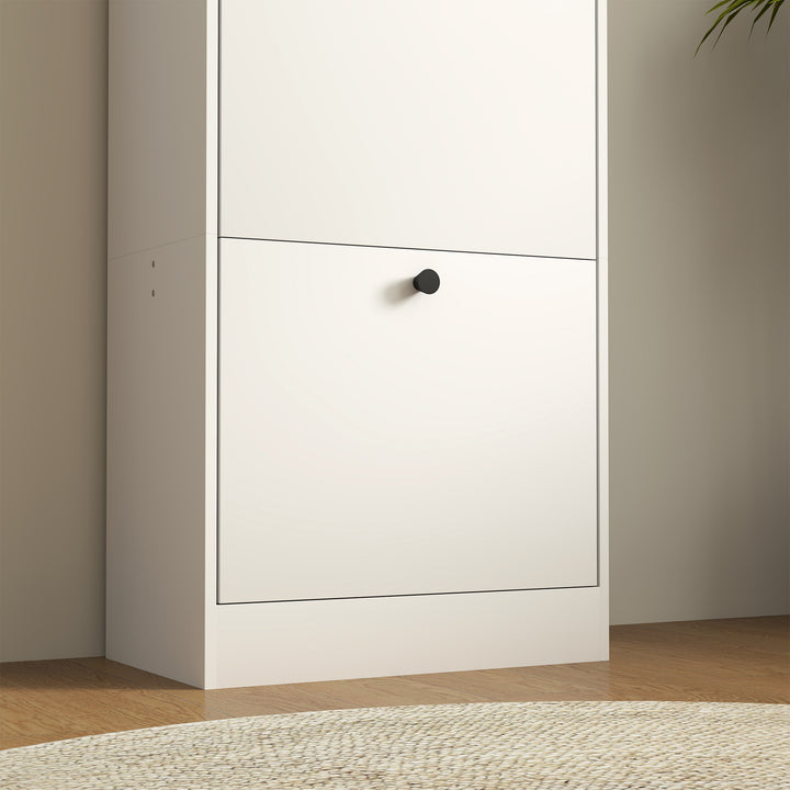 Skoskab, skohylde, 3 foldbare rum, justerbar, spånplade, hvid