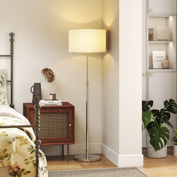 Dæmpbar gulvlampe med linnedskærm, E27, højdejusterbar, beige