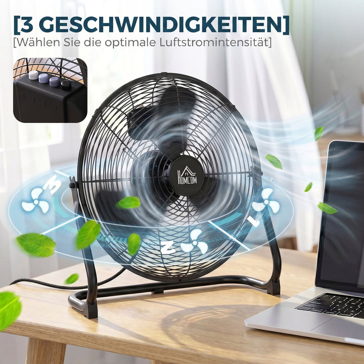 Bordventilator, klimaanlæg, 4 hastigheder, roterbar, sort